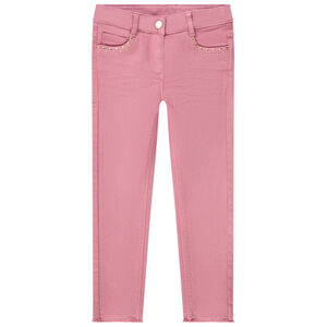 Jean slim uni avec strass pour fille 