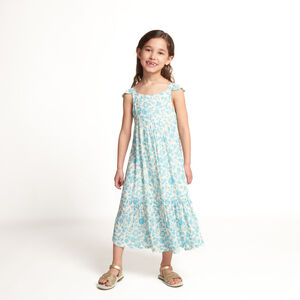 Vestido largo de manga volante con estampado de flores para niña  Main Vestido largo de manga volante con estampado de flores para niña