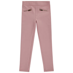 Jeggings de punto milano con cremalleras para niña 