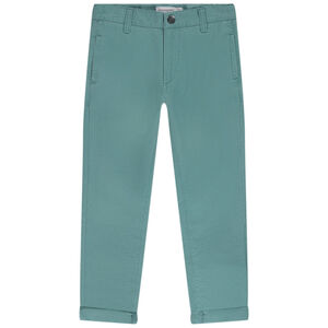 Pantalón de lona con cinturón de rayas y doble hebilla para niño 