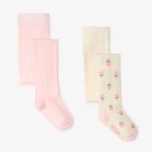 Lot de 2 paires de collants épais fantaisies pour bébé fille 
