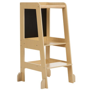 Torre de aprendizaje Premissori con pizarra negra de madera color natural 