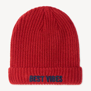 Gorro de punto acanalado para niño con mensaje positivo 