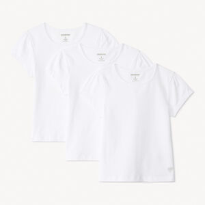 Lote de 3 camisetas de manga corta lisas con estampado foil de corazón para niña  Main Lote de 3 camisetas de manga corta lisas con estampado foil de corazón para niña