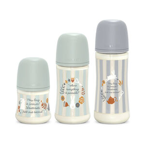 Biberón con tetina fisiológica SX PRO L 360ml Wonderland rayas azul 