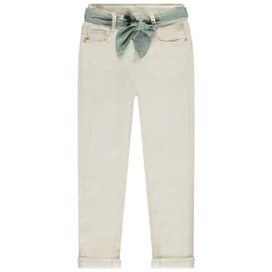 Jean slim liso con cinturón de pañuelo para niña  Main Jean slim liso con cinturón de pañuelo para niña