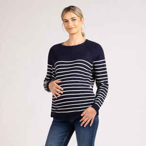 Jersey de lactancia de punto a rayas estilo marinero con cuello fantasía 