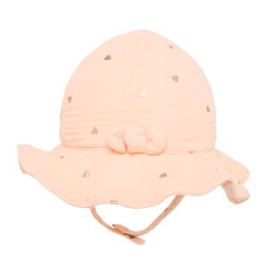 Gorro impreso de corazones con lazo para niña bebé 