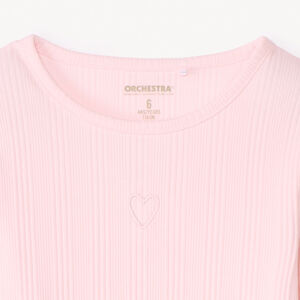 Camiseta de manga larga con corazón bordado para niña 