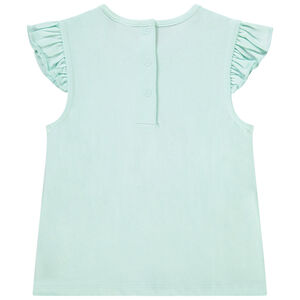 Camiseta de manga corta con volantes de jersey y estampado para bebé niña 