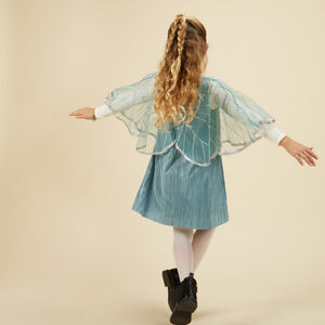 Vestido plisado con capa de tul para niña 