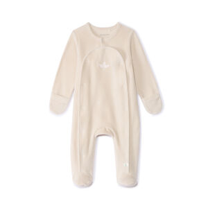 Pelele de terciopelo liso con bordado de hojas para bebé 