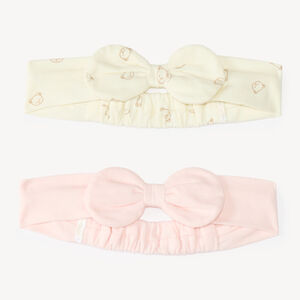 Lote de 2 diademas con nudo para bebé niña, con estampado de osito. 