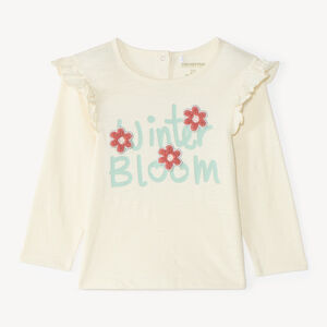 Camiseta de manga larga para bebé niña con parche de felpa decorativa. 