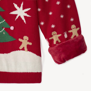 Jersey de Navidad de punto con forro de sherpa niña 