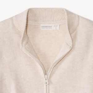 Gilet zippé col teddy en tricot uni pour garçon 