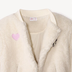 Chaqueta de felpa con cuello teddy y parche Minnie Disney para niña 