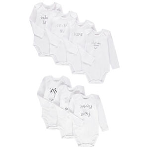 Pack de 7 bodies de manga larga para bebé con estampados variados.  Main Pack de 7 bodies de manga larga para bebé con estampados variados.