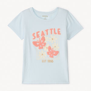 Camiseta de manga corta con parches de felpa para niña 