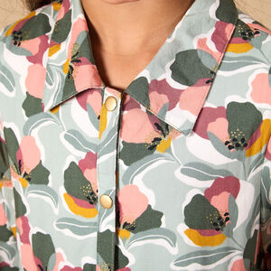 Vestido tipo camisa de manga larga con estampado floral para niña 