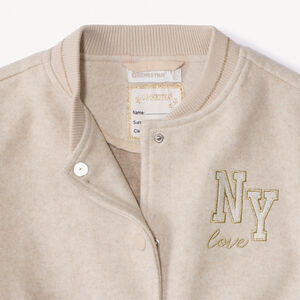 Chaqueta de manga larga con cuello teddy de fieltro para niña 