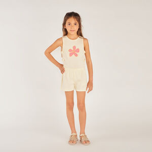 Mono de punto texturizado con estampado de flores para niña 