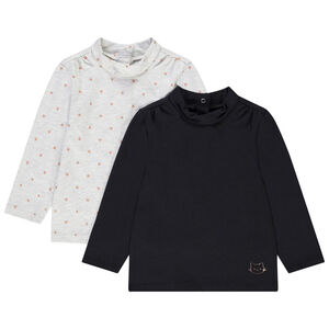 Pack de 2 camisetas interiores con cuello chimenea de algodón para bebé niña Main Pack de 2 camisetas interiores con cuello chimenea de algodón para bebé niña
