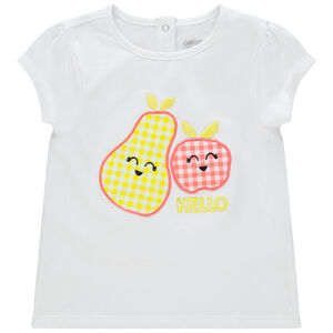 Camiseta manga corta algodón orgánico estampado frutas cuadros 