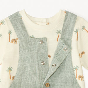 Conjunto corto de 2 piezas camiseta + peto para bebé niño 