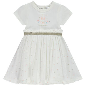 Robe 2 en 1 en jersey et double gaze de coton print lapin pour bébé fille 
