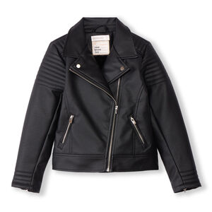 Chaqueta perfecta de poliuretano con forro de sherpa para niña 