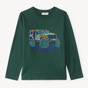 Camiseta de manga larga para niño con bordado de coche 