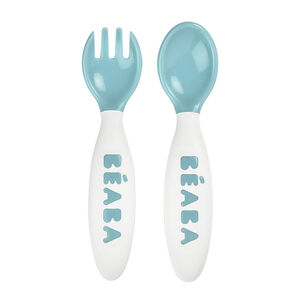 Set de 2 couverts ergonomiques 2ème âge - Bleu 