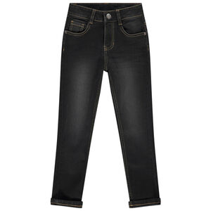 Jean skinny effet used à texte en relief Main Jean skinny effet used à texte en relief
