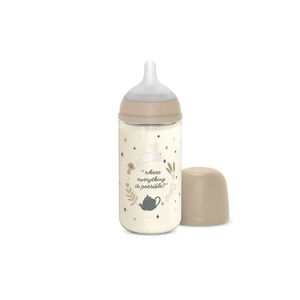 Biberón de vidrio con tetina simétrica SX Pro M 240 ml Wonderland beige 