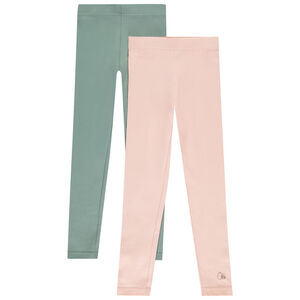 Lote de 2 leggings de punto liso para niña 