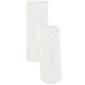 Medias finas con lunares y lazo dorado 