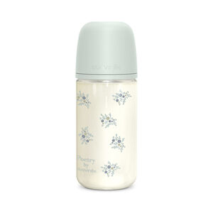 Biberón de vidrio con tetina fisiológica SX Pro M 240ml Poetry azul 