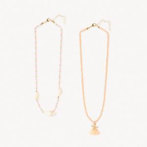 Lote de 2 collares de perlas con concha para niña 