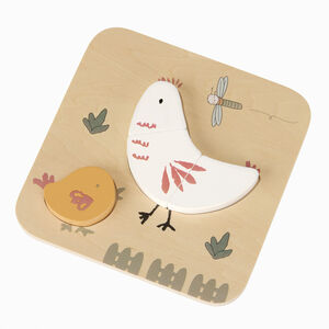 Puzzle de madera 4 piezas gallina y su pollito 