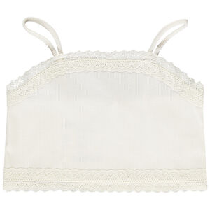 Crop top de punto acanalado con tirantes finos y encaje para niña  Main Crop top de punto acanalado con tirantes finos y encaje para niña