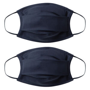 Lot de 2 masques unis enfant AFNOR en tissu - Bleu foncé Main Lot de 2 masques unis enfant AFNOR en tissu - Bleu foncé