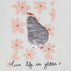 T-shirt manches courtes print en sequins magiques pour fille 