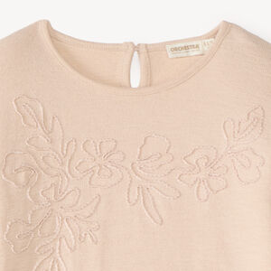 T-shirt manches longues fille broderie florale 