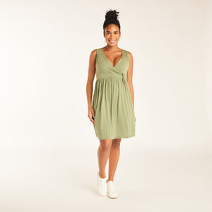 Vestido sin mangas ajustado liso para embarazadas con nudo. 