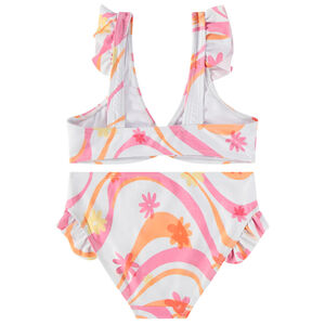 Maillot de baño 2 piezas con volantes y estampado fantasía niña 