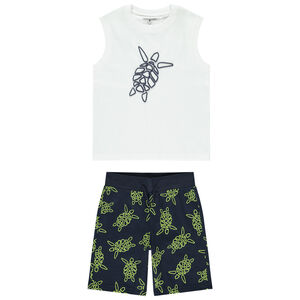 Conjunto de 2 piezas con estampado de tortugas y camiseta sin mangas para niño 