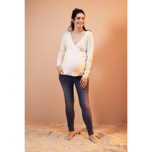 Jersey de maternidad y lactancia efecto cruzado en punto calado 