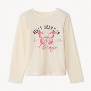 Camiseta de manga larga con estampado de mariposa para niña 