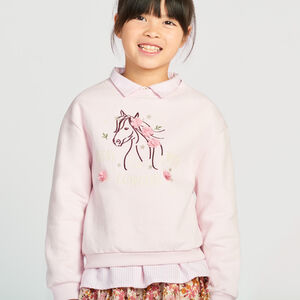 Sweat molleton oversize motif cheval pour fille  Main Sweat molleton oversize motif cheval pour fille